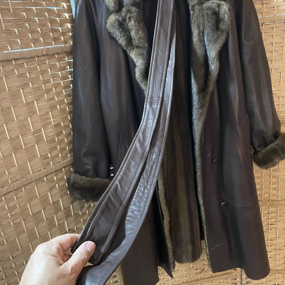 Vintage Lambskin mink fur trench Sold as is. - Picture 3 of 11